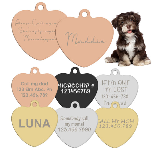 Custom Heart Pet ID Tag